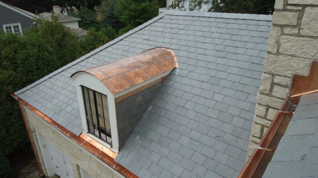 New Slate Roof Finished Copper Dormer