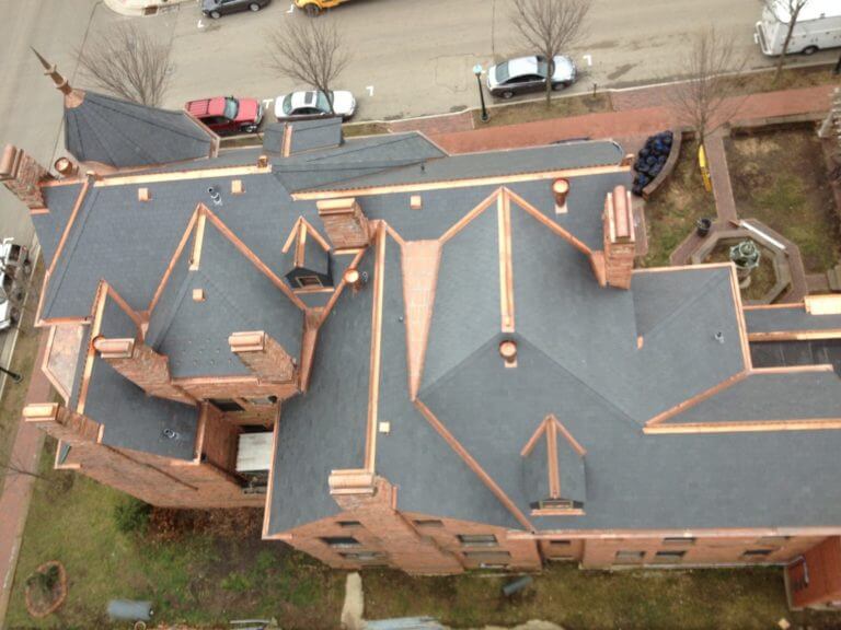 Stout House, Roof Complete, Ariel View Ryan Restorations