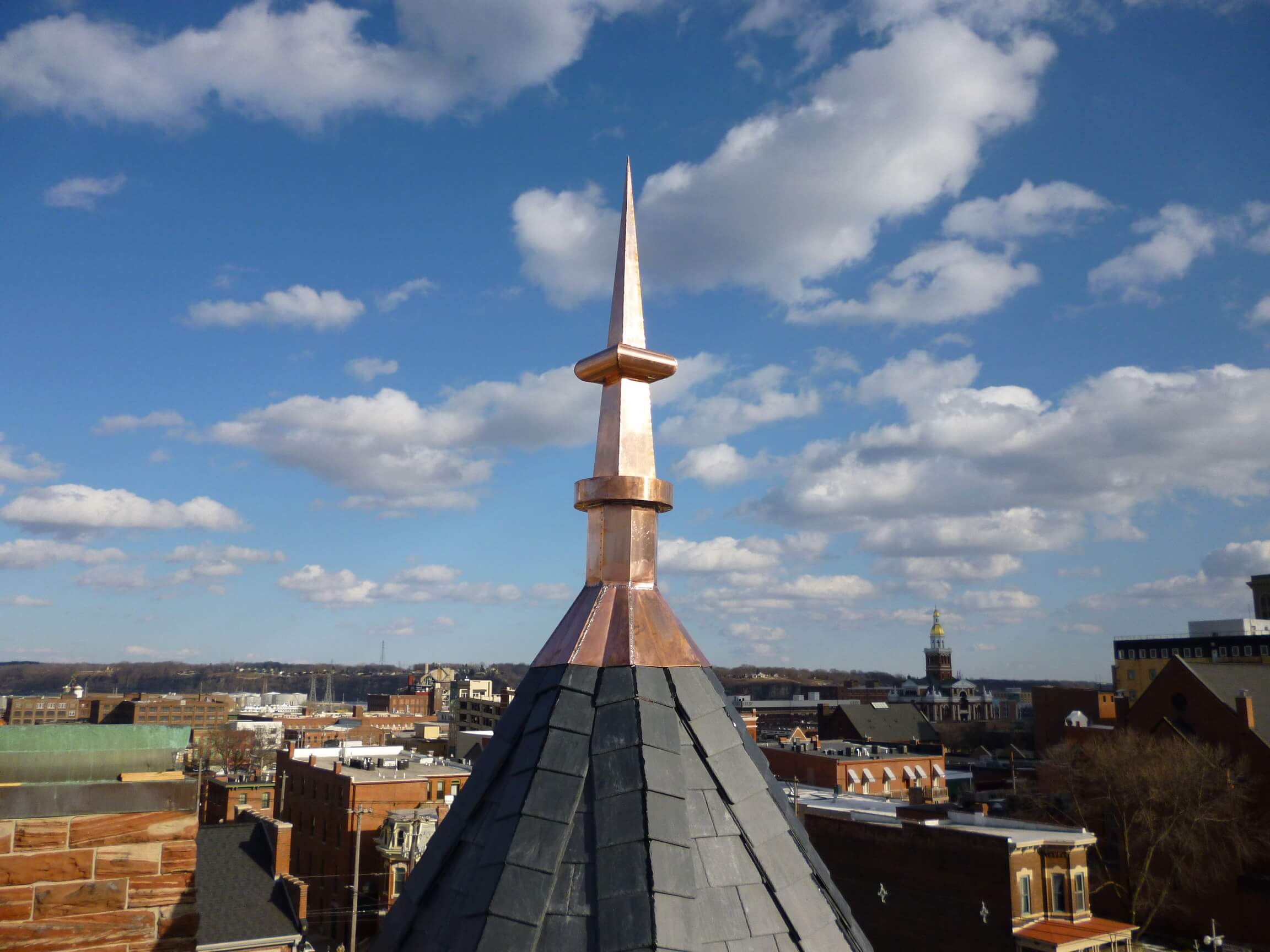 Copper Turret Finial installed