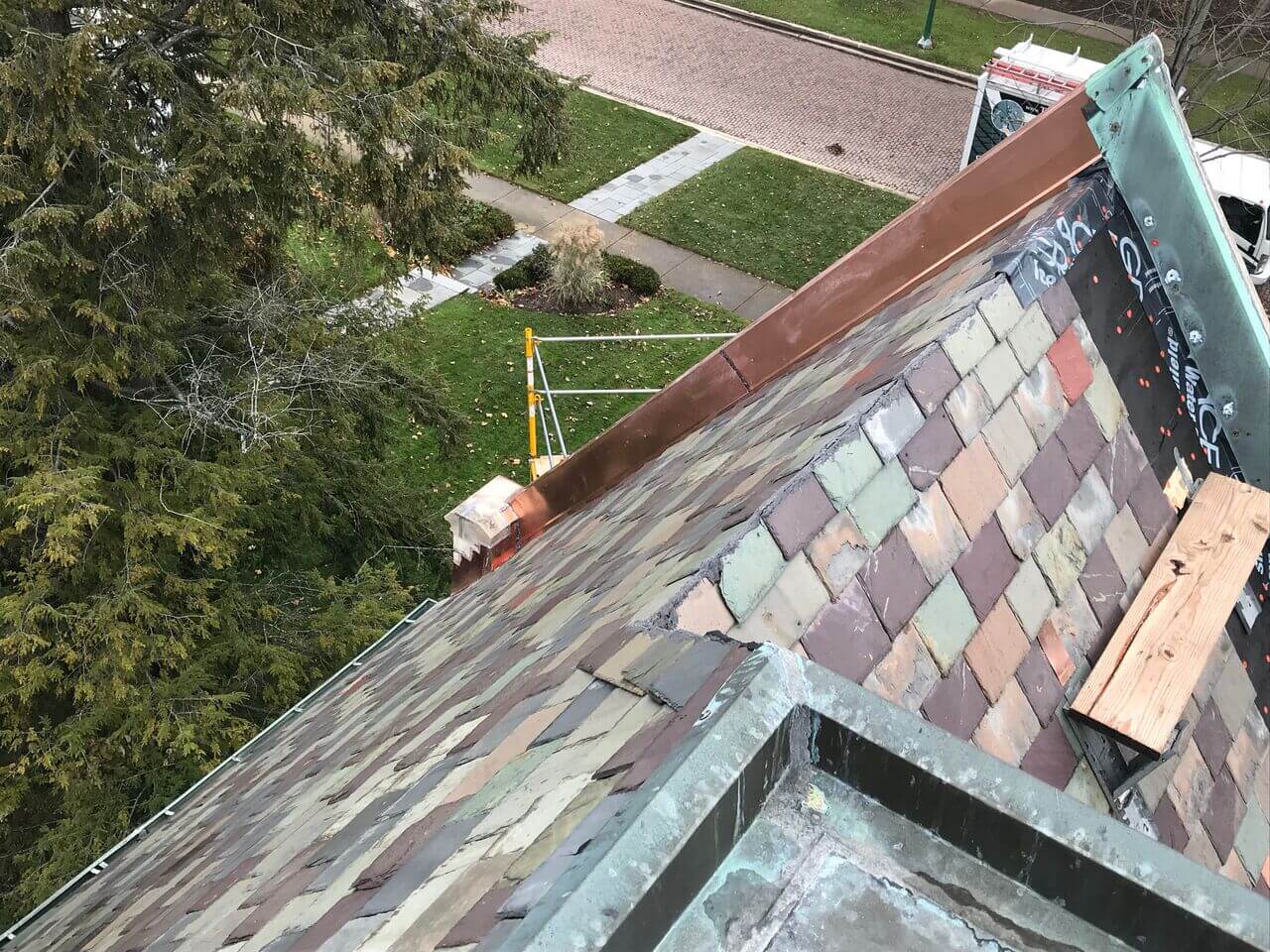 Wilmette Cooper Flashings for Roof on one side completed
