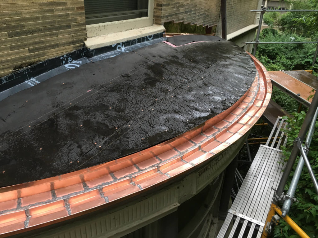 Copper Roof Repair for Radius During