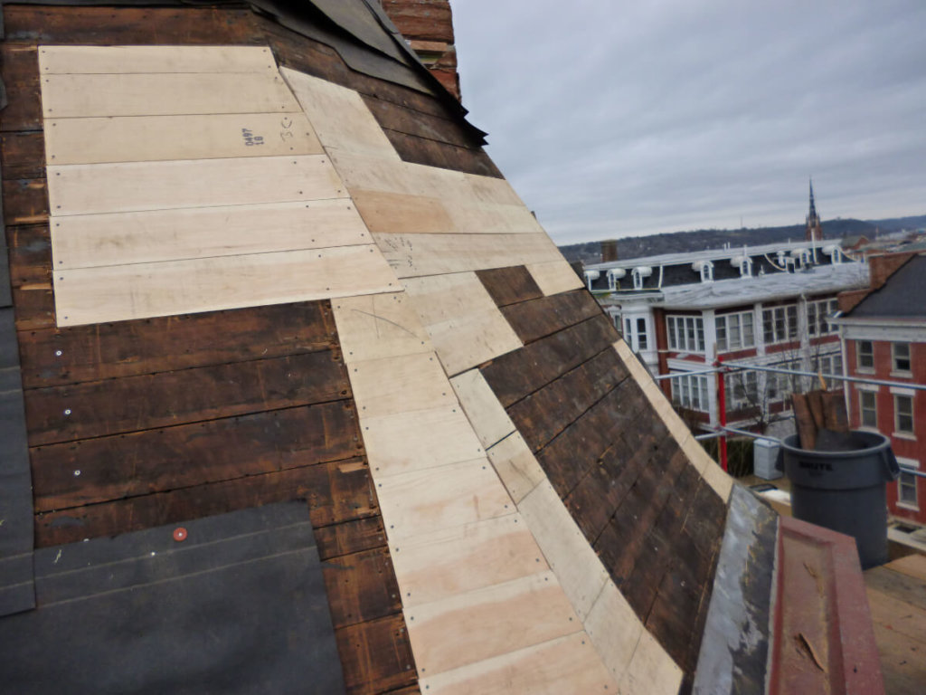 Slate Roof Repair for Turret During