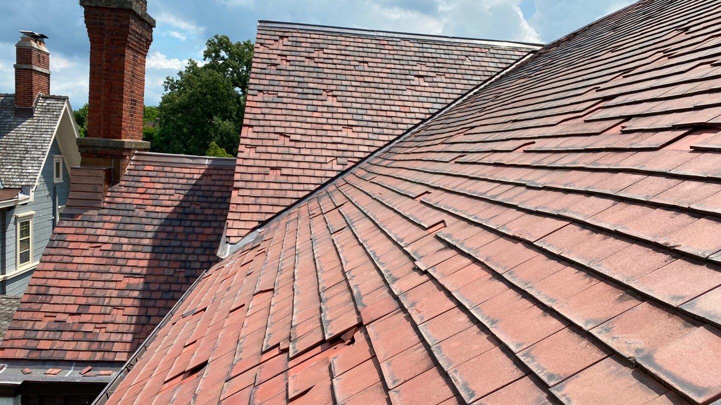 Evanston IL Slate Tile Copper Roof Hail Damage