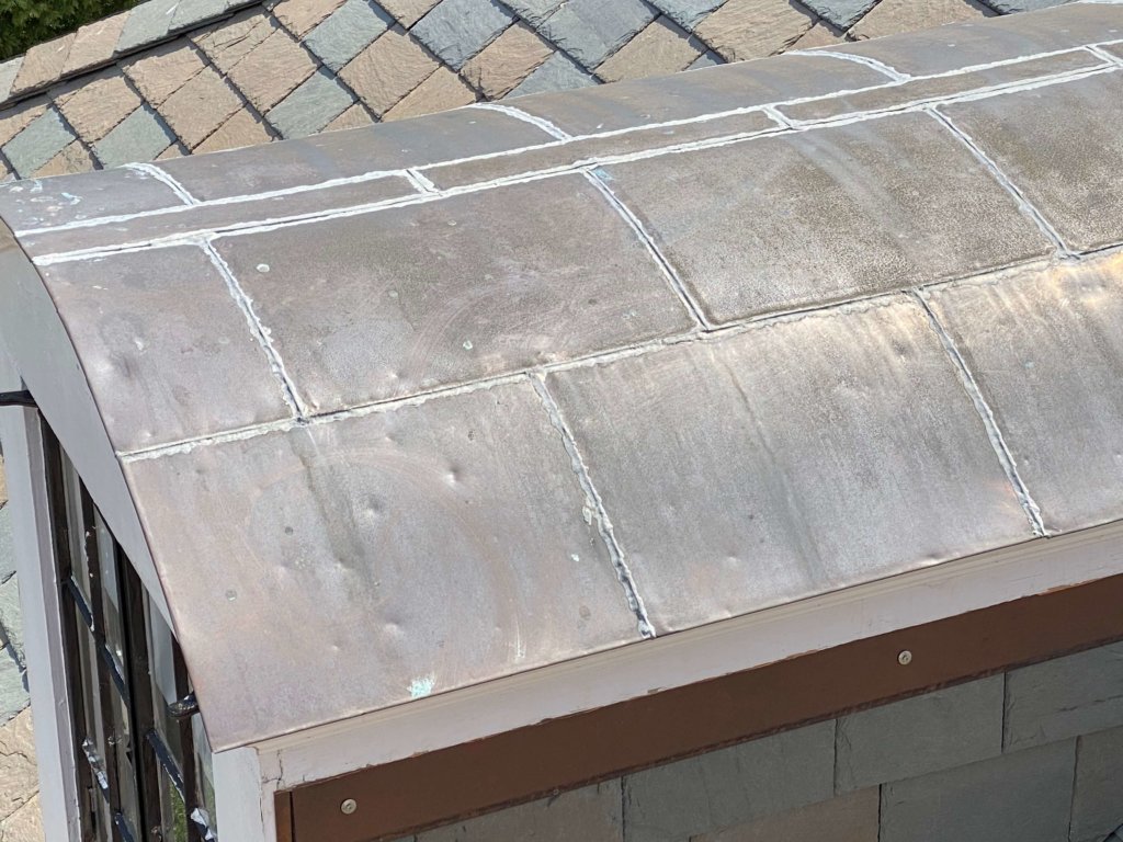 Copper Roof Dormer Barrel Top Damaged