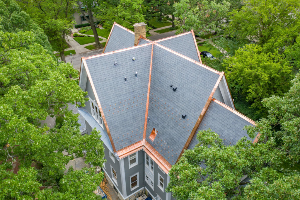 Vermont Black Slate Roof with Striations
