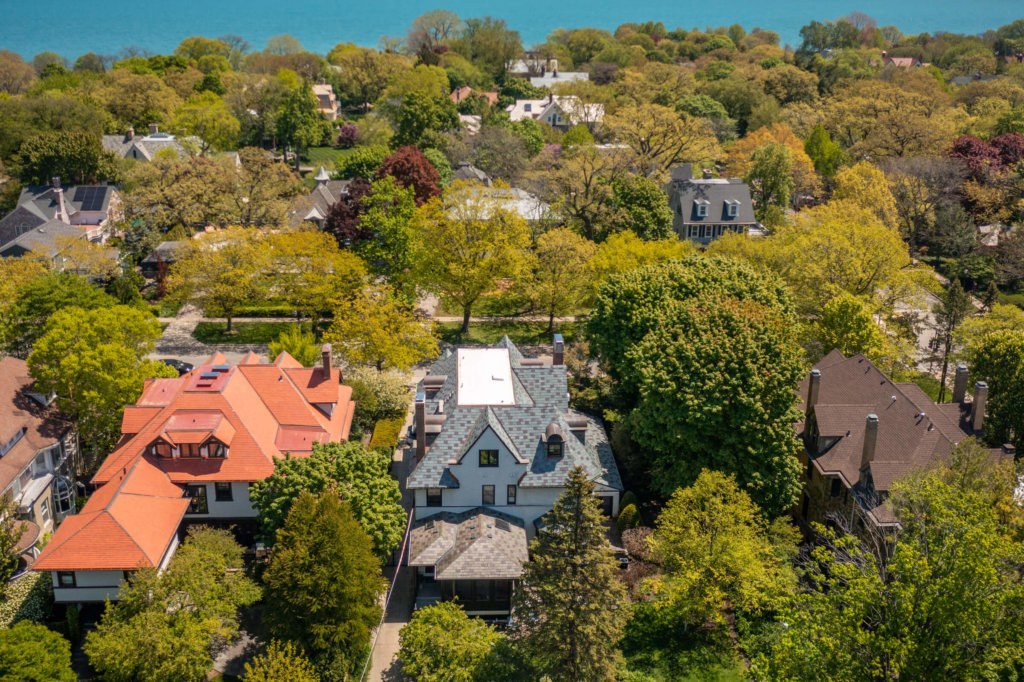 New Evanston Like In Kind Slate and Copper Roof towards Lake Michigan 