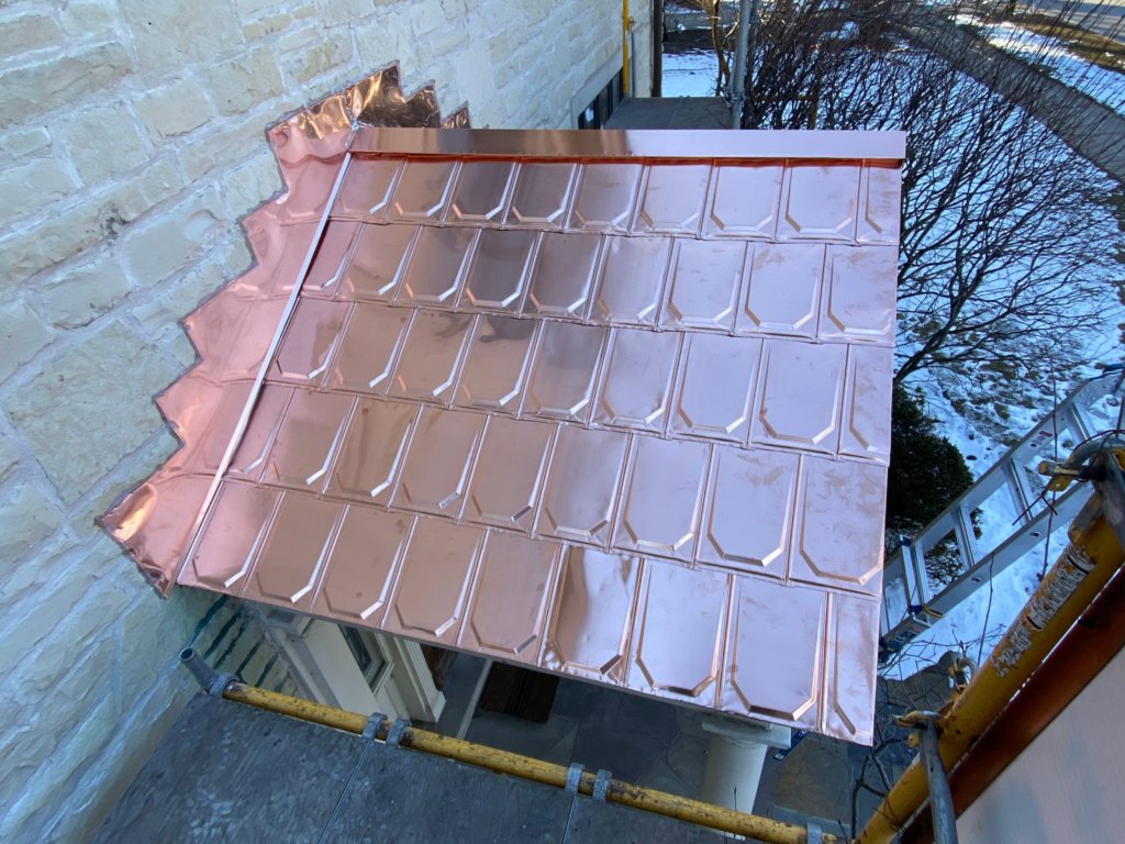 After Evanston New Copper Roof for Entry Door