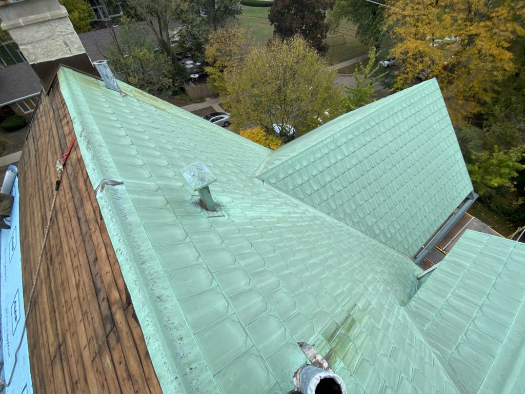 Stripping the old Evanston new copper roof