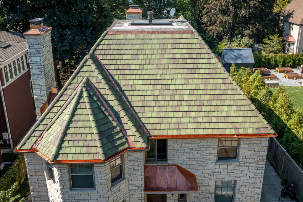 Evanston new roof with standing seam copper