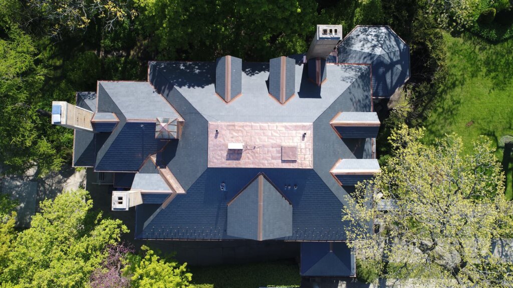 Top View of New Historically Correct Roof near Lake Forest